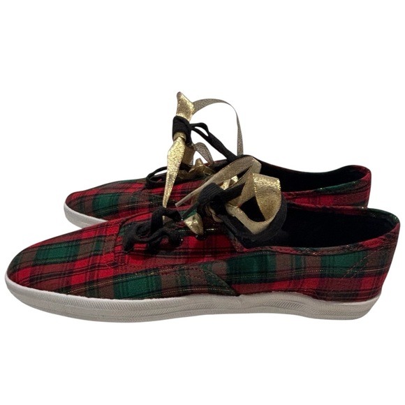 VINTAGE Coasters Tartan Plaid Christmas Holiday sneakers Size 8 - Picture 1 of 8